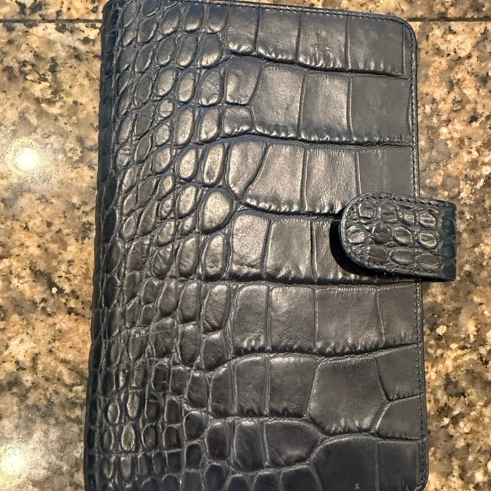 Filofax Croco Embossed Leather Planner - Black